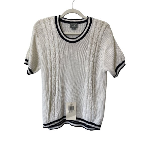 Vintage 90s Designers Sweater Size Large Short Sleeve Cable Knit Deadstock NEW - Picture 1 of 7